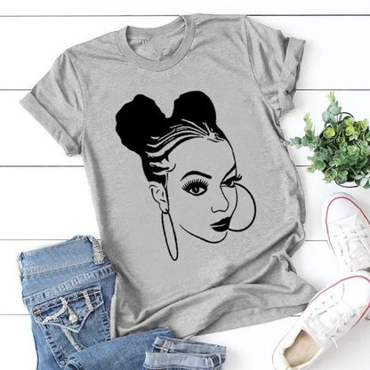 Fille africaine imprimer t-shirt femmes à manches courtes col rond t-shirt ample été femmes t-shirt hauts Camisetas Mujer
