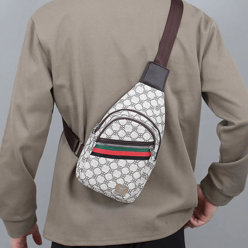 Sac messager multifonction pour hommes, sacs de poitrine en tissu à bandoulière, sac à main décontracté avec trou pour écouteurs