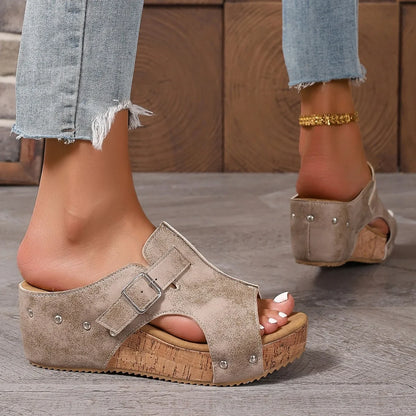 Femmes confortables plate-forme sandales bout ouvert sandales à talons compensés été léger nouvelles pantoufles mode décontracté concepteur femmes chaussures