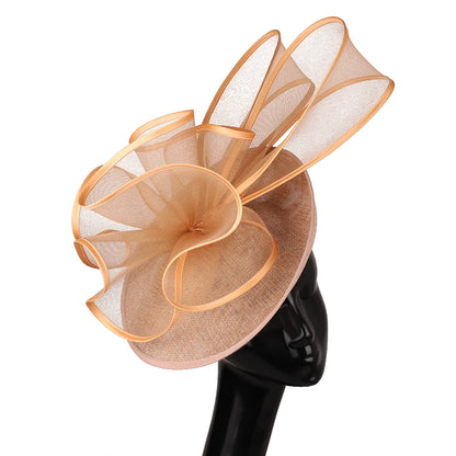 Chapeau de mariage bleu royal avec nœud papillon pour femme, accessoires pour cheveux, jaune, patients, Derby, pilulier, fleur, nouveau, 216.239.Sinamay