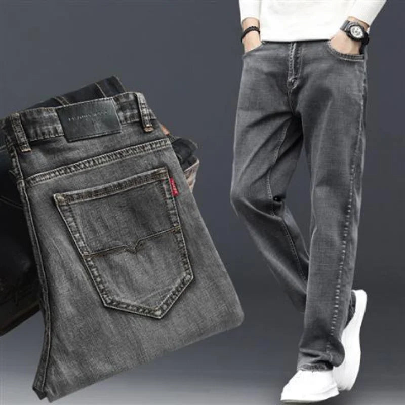 Jeans droits baggy pour hommes, pantalons de cow-boy classiques, jjdenim régulier, tuyau serré élastique, décontracté, taille basse, empilé goth xs