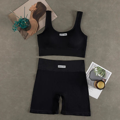 Ensemble de yoga sans couture pour femmes, combinaisons d'entraînement de fitness, soutien-gorge de sport, leggings taille haute, vêtements de sport sexy en V profond, nouveau, 2024