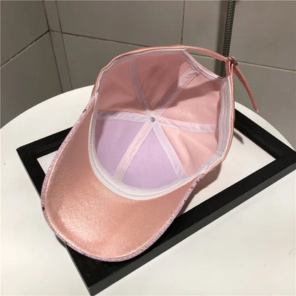 Casquette de baseball en satin brillant avec lettre R pour femmes et filles, chapeaux Snapback, sports de plein air, hip hop, soleil, printemps, été, mode
