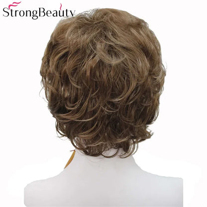 Forte beauté dames perruques courtes ondulées cheveux blonds dorés pour les femmes synthétique Capless perruque 16 couleurs
