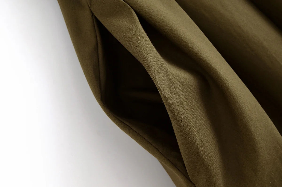 TRAFZA femmes mode d'été col en v à lacets Midi robe à manches courtes femme élégante dos nu plissé Sexy taille longue robe