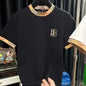 T-shirt à manches courtes pour hommes, marque tendance d'été, impression haut de gamme, couleur contrastée, tendance, décontracté, mode, couleur unie