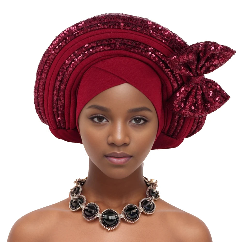 Cravate de Sauna à Paillettes pour Femme, Turban Africain avec Nministériels d Papillon Doux, Accessoire de ix