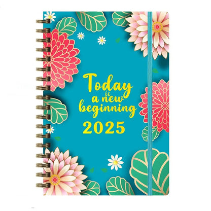Anglais A5 Agenda livre à faire liste prendre des Notes 2025 calendrier planificateur bloc-Notes 12 mois Agenda hebdomadaire académique 365 jours bloc-Notes