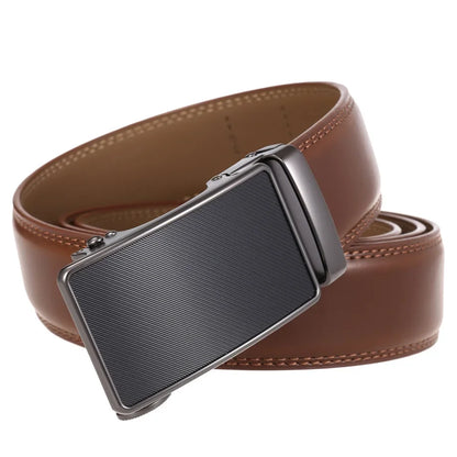 Ceintures en cuir véritable pour hommes, de luxe, de styliste, marron, boucle en alliage automatique, haute qualité, sangle en peau de vache, B448