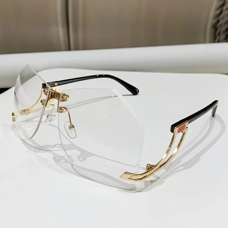 Lunettes de soleil sans bords irrégulières pour femmes, monture en alliage de styliste, surdimensionnées, dégradées, mode féminine, nuances claires, nouvelle collection 2025