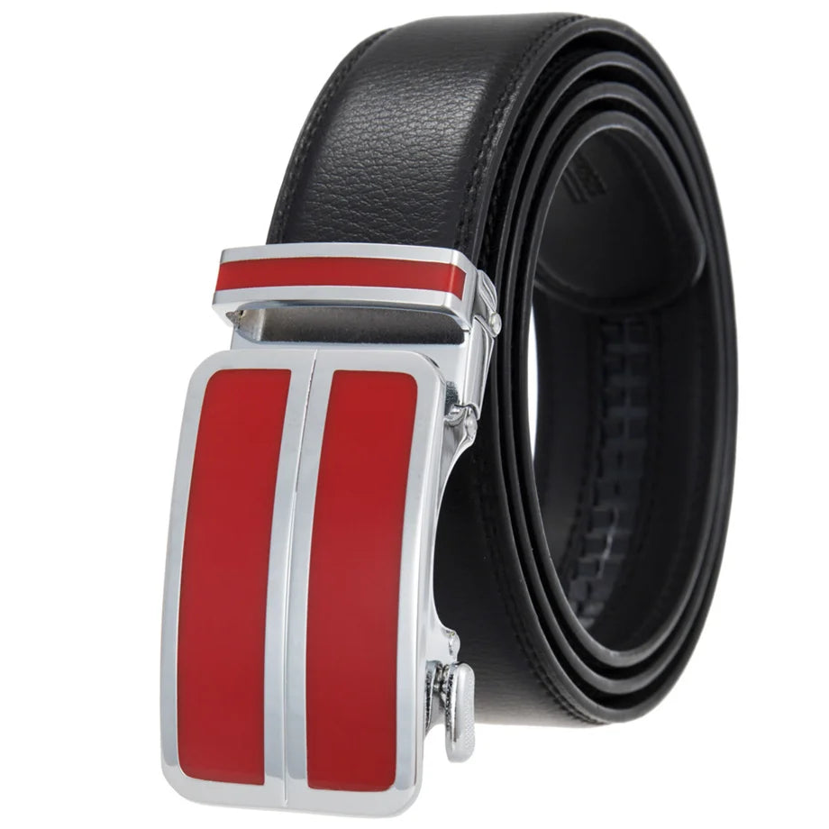 Plyesxale Black Khaki Blue Red White Leather Belt For Men Good Quality Mens Belts Luxury Automatic Buckle Waist Strap Male B1049