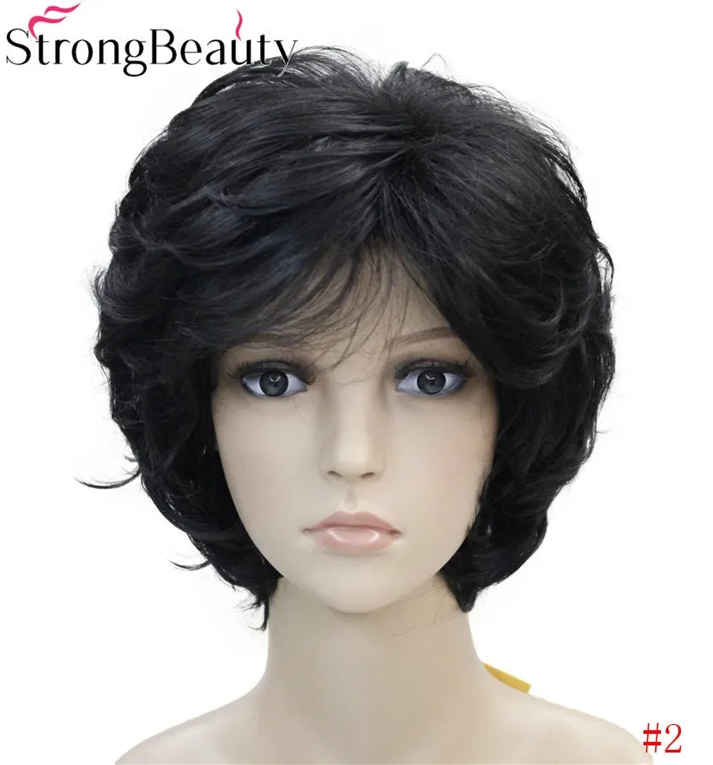 Forte beauté dames perruques courtes ondulées cheveux blonds dorés pour les femmes synthétique Capless perruque 16 couleurs