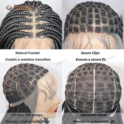 Perruques tressées synthétiques pour femmes noires perruque pleine dentelle tresse africaine sans noeud boîte tresses cheveux avant de lacet perruques pas cher Cornrow tresses