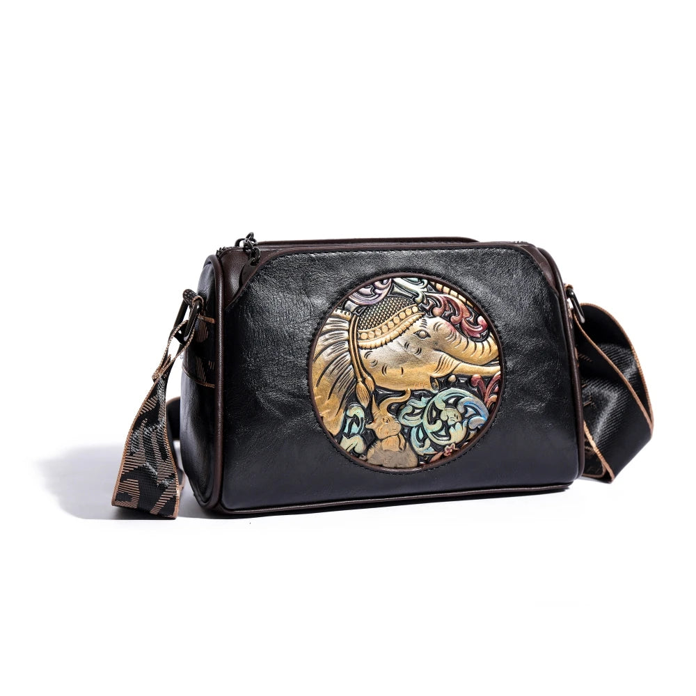 sac de luxe femme sacs bandoulière à imprimé animal sacs carré MOODS-Sacs à bandoulière de style vintage pour femmes, éléphant en relief, mini sac messager carré initié, sacs à main de créateur de luxe, 2024