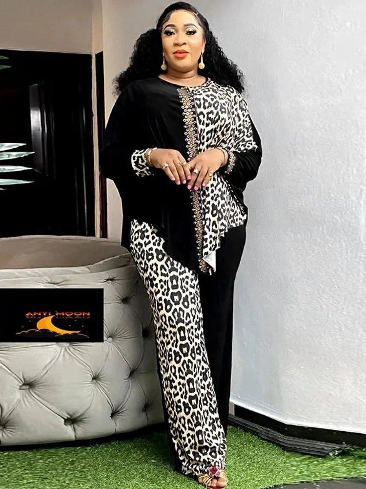 Ensemble Dashiki Africain pour Femme, Haut et Pantalon Assortis, Nouvelle Collection Printemps Automne, 2 Pièces