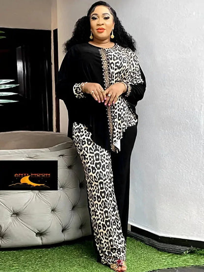 Ensemble Dashiki Africain pour Femme, Haut et Pantalon Assortis, Nouvelle Collection Printemps Automne, 2 Pièces