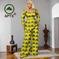 Ensemble deux pièces imprimé africain Ankara pour femmes, haut à manches neuf quarts et pantalon longueur au sol, ensemble décontracté Dashiki avec boucles d'oreilles