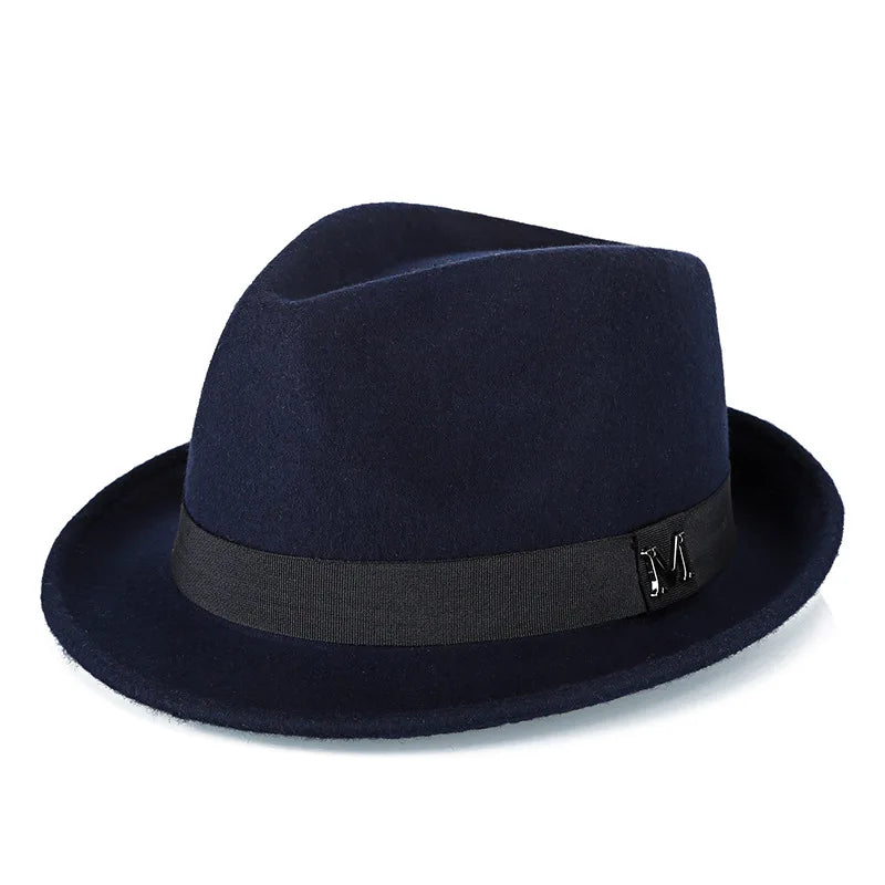 Hommes hiver épais chaud feutre Fedora chapeaux laine Gentleman Jazz casquette homburg mâle classique à bord étroit chapeau haut-de-forme