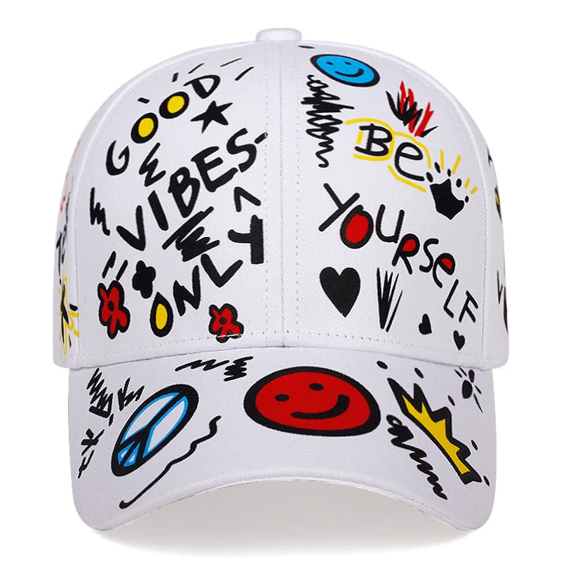 Lettre impression graffiti hip hop casquette de baseball mode en plein air couple universel sauvage chapeau de soleil sport casquettes décontractées papa chapeaux