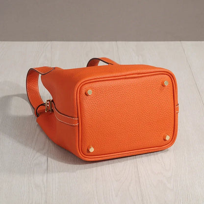 Sac à lunch en cuir de vachette véritable, panier alimentaire E27, sac à main de pique-nique Amazon, poignée supérieure souple, 2024 importé