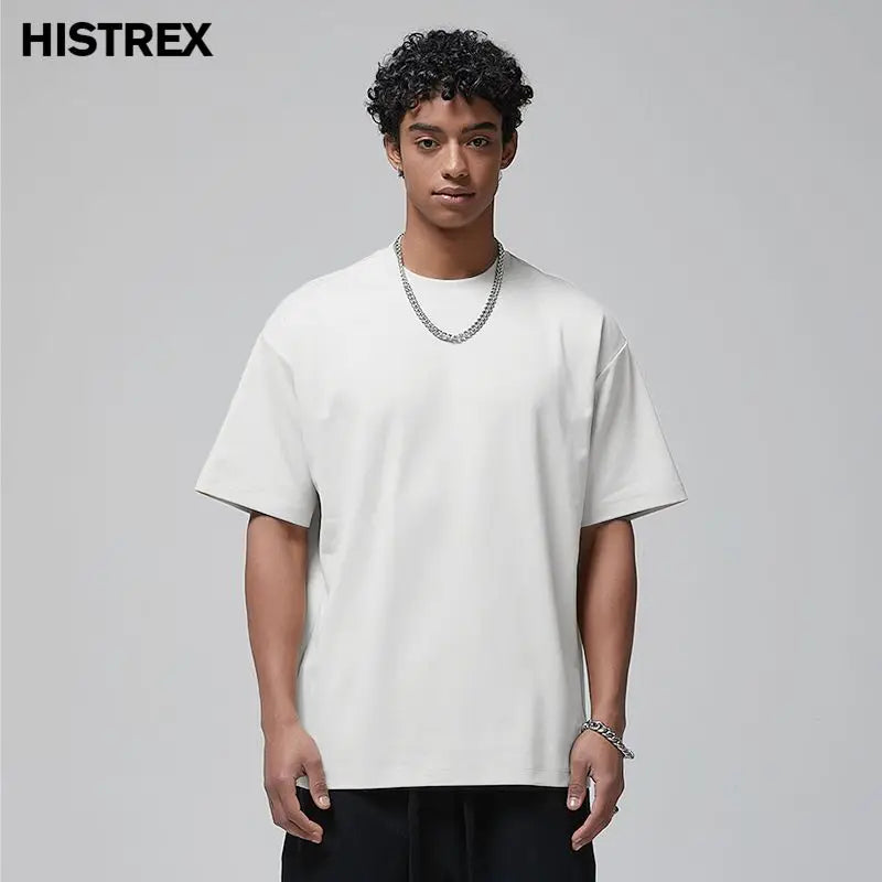 100 T shirt en coton lourd pour hommes et femmes, Tops à manches courtes, Tee shirts solides et surdimensionnés, vêtements de qualité 6.8oz 230gsm
