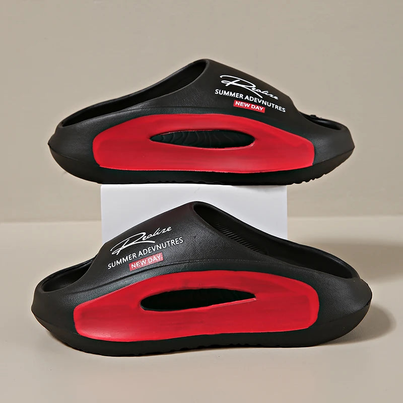 Pantoufles de Couple, vêtements d'extérieur d'été, sandales de plage antidérapantes à semelles épaisses, sandales pour hommes et femmes