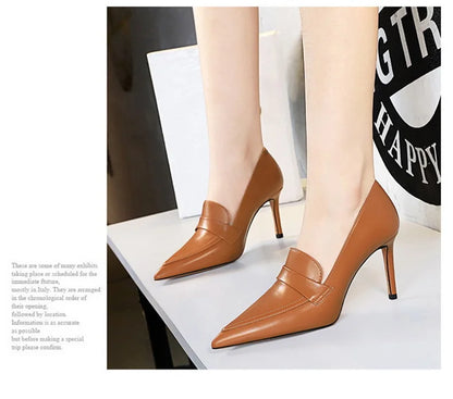 Escarpins à Talons Hauts Élégants pour Femme, Cuir Classique, Rétro, Jolie tu, Parker, Slip On, Marron, Noir, Bureau, ix, Chaussures Simples