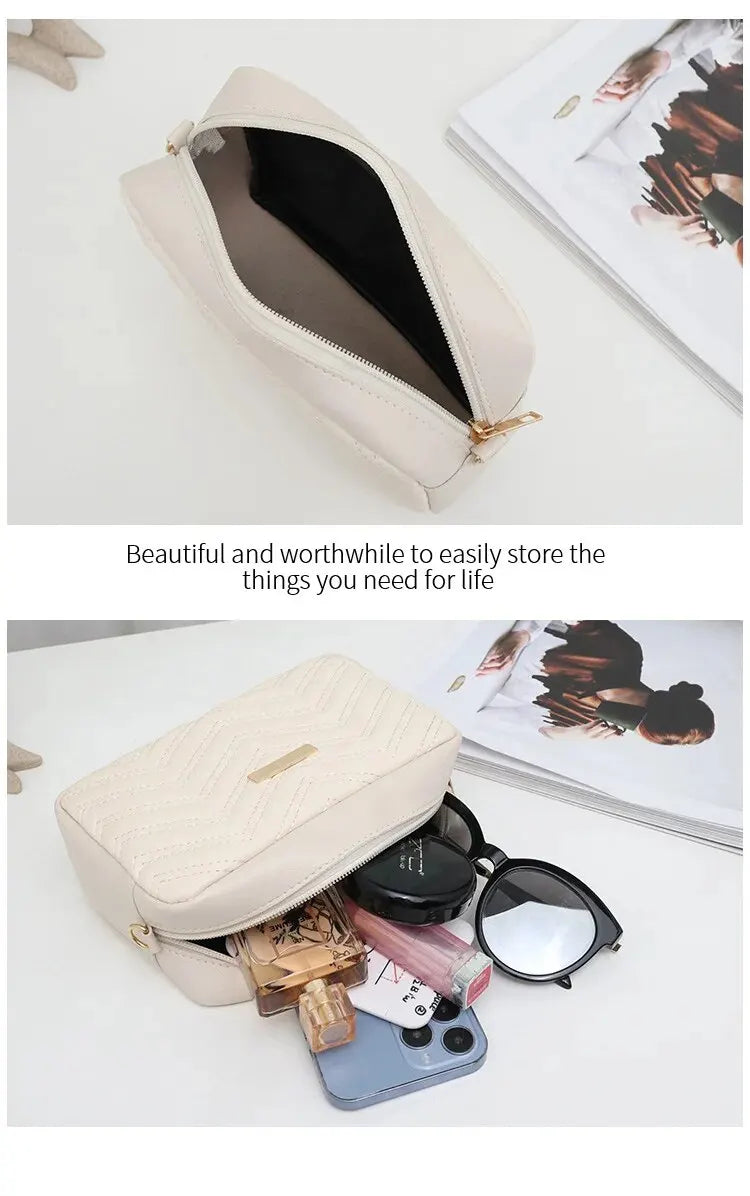 Sac photo brodé matériau PU décontracté petit sac carré polyvalent sac à bandoulière unique bandoulière imprimée