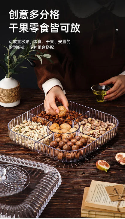 Boîte à snacks transparente multicouche, anti-poussière, acrylique, fruits secs, boîte de rangement pour bonbons et noix, salon moderne, conteneur solaire