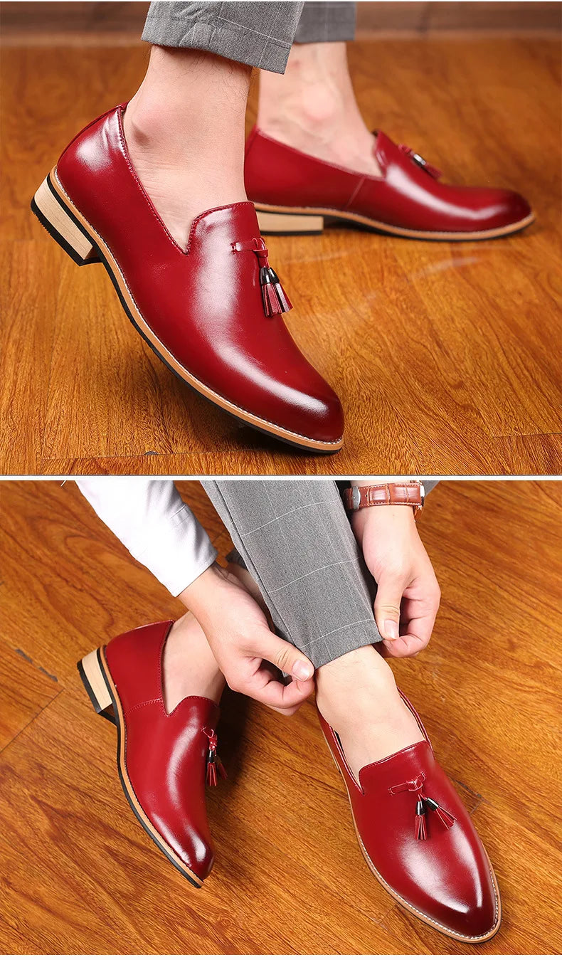 Chaussures en cuir pour hommes de luxe bureau hommes Oxfords formels pointu Oxford mariage en cuir hommes chaussures habillées mocassins à franges chaussures sociales