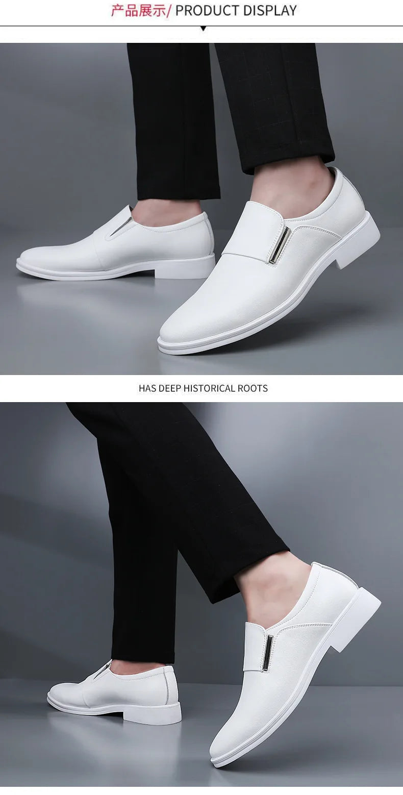 Nouveauté mode britannique hommes blanc noir sans lacet robe affaires chaussures décontractées mocassins mâle robe de mariée chaussures de retour