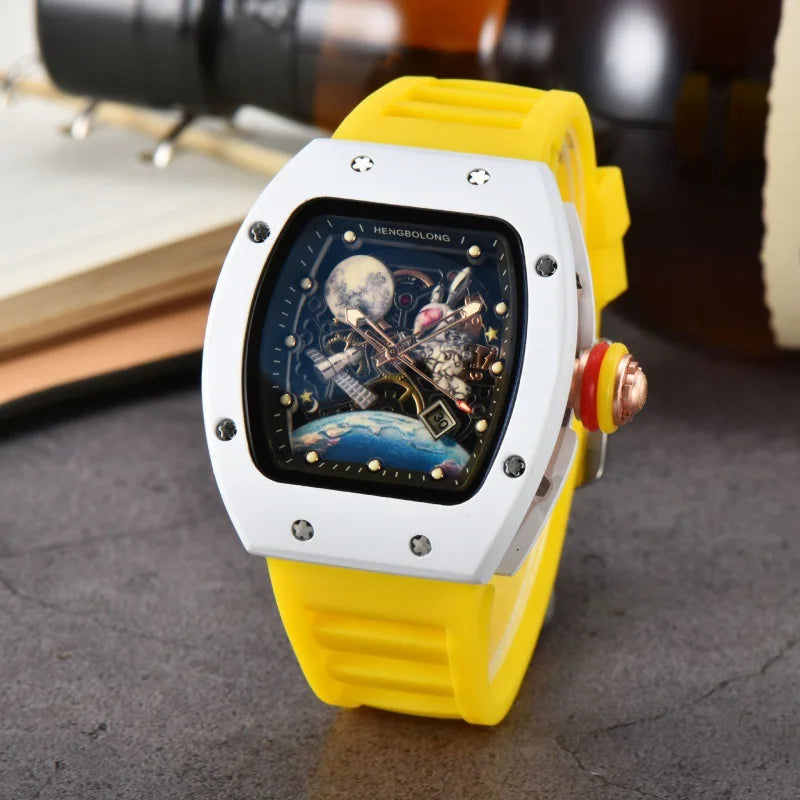 Bande de mode de luxe Tonneau hommes montre lumineuse étanche Date Sport haute qualité montres à Quartz hommes en acier AAA hommes montre-bracelet