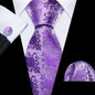 Barry.Wang violet lilas lavande soie hommes cravate mouchoir bouton de manchette ensemble Jacquard cravate florale pour homme mariage fête d'affaires