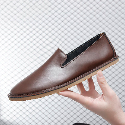 Chaussures à enfiler en cuir faites à la main, mocassins décontractés et souples pour hommes, mocassins simples et confortables, chaussures de bateau respirantes, chaussures plates d'affaires à la mode