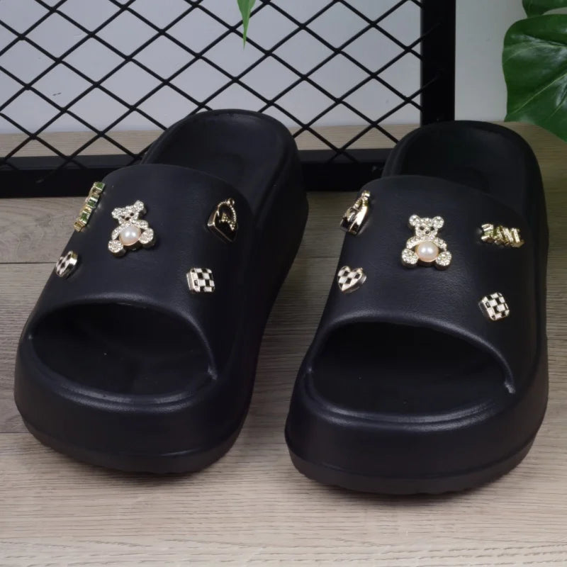 Chaussures de jardin à semelle épaisse pour femmes, accessoires exquis, Design creux décontracté, pantoufles de plage à enfiler