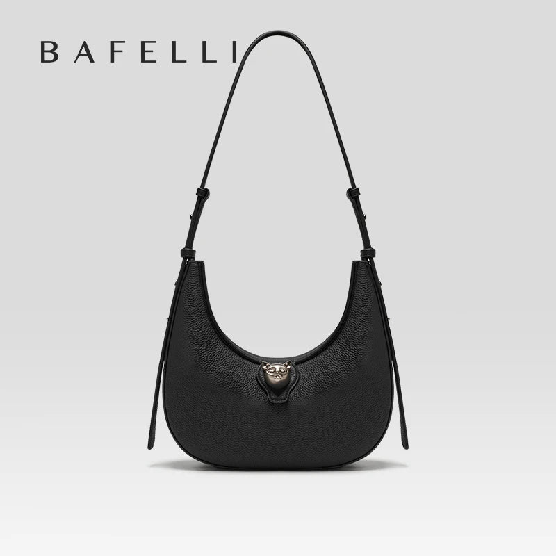 BAFELLI 2025 nouveau sac à main pour femmes série chat en cuir véritable marque de luxe mode rétro STYLE épaule HOBOS sacs à rabat femme