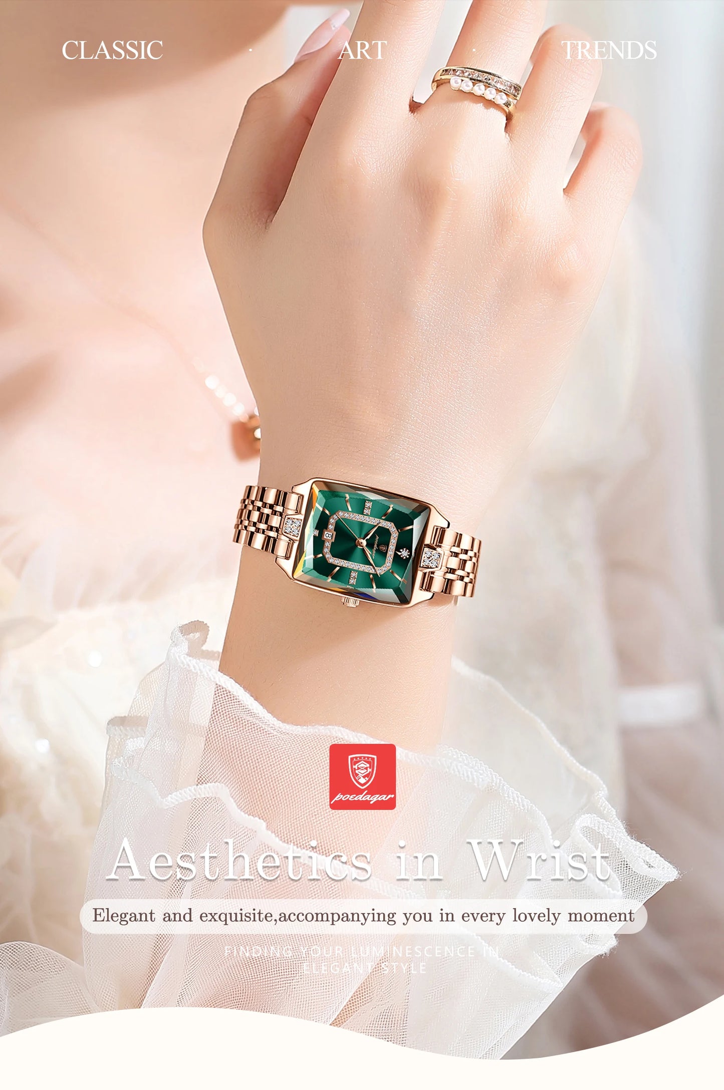 POEDAGAR montre de luxe pour femme calendrier étanche haute qualité dames montre en acier inoxydable Quartz femmes montres élégant + boîte