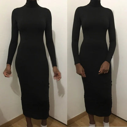 Robe longue à col haut pour femme, couleur unie, Sexy, élégante, transfrontalière, B105, AE, Stockpile, à la mode, automne