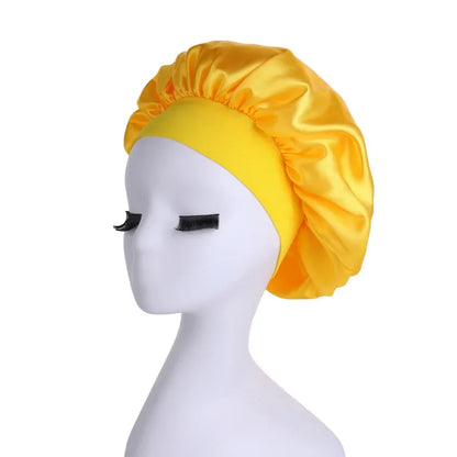 Femmes Satin solide à large bord chapeau de couchage nuit Bonnet de nuit soins des cheveux Bonnet Bonnet de nuit pour femmes hommes unisexe casquette bonnet de nuit