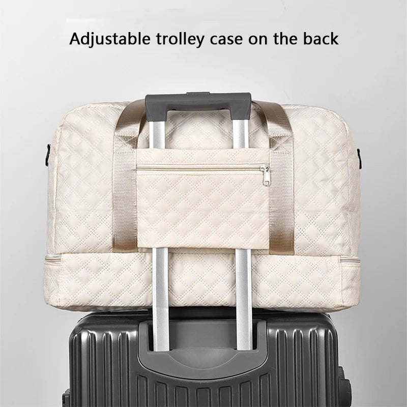 Sac de voyage léger en latex rhombique, sac de rangement portable de grande capacité pour le sport et le fitness, sac de week-end de nuit