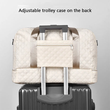 Sac de voyage léger en latex rhombique, sac de rangement portable de grande capacité pour le sport et le fitness, sac de week-end de nuit