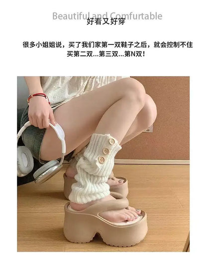 Tongs compensées à Clip pour femmes, sandales de plage à plateforme épaisse, semelle épaisse, pantoufles Eva à talons hauts, été 2025