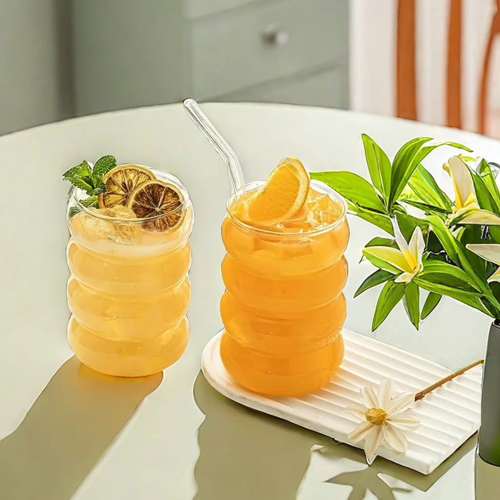 Ensemble de verres à boire créatifs avec pailles, verre de lit, verres à cocktail, tasse à café transparente, standard, fruits, 4 pièces