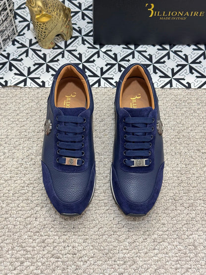 BILLIONAIRE BLSK CPRT chaussures peau de vache 2025 nouvelle broderie mode qualité confort mouvement hommes taille européenne 39-45 chaussures noires