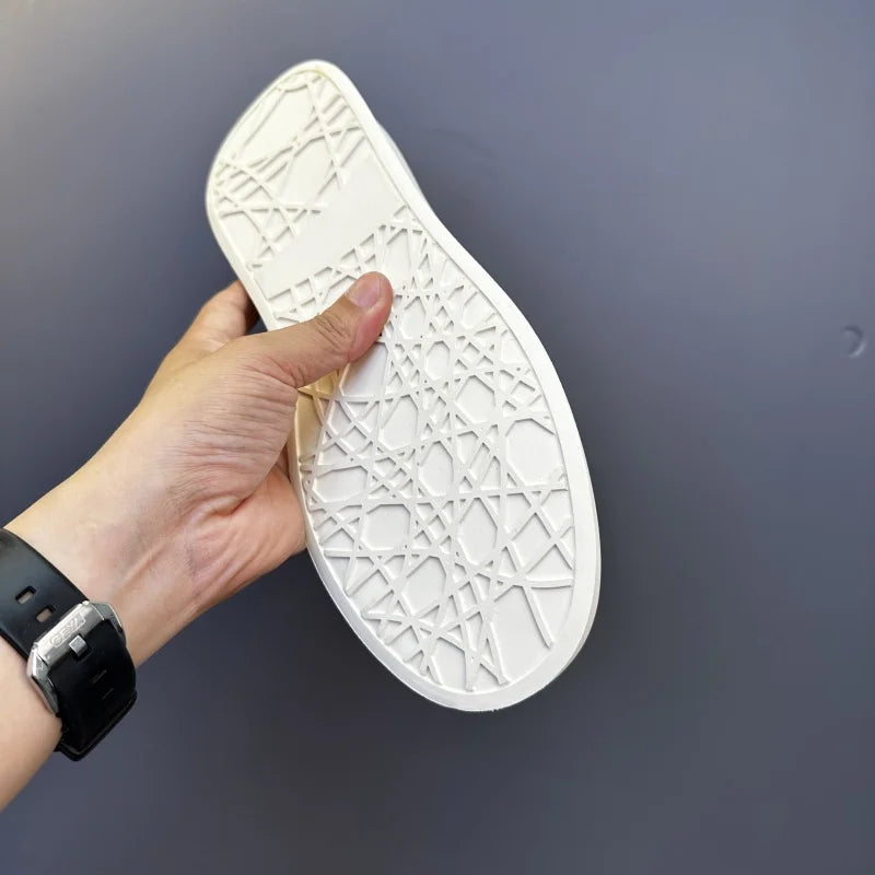 Baskets épaisses en cuir véritable pour hommes, chaussures décontractées, respirantes, à enfiler, haut de gamme