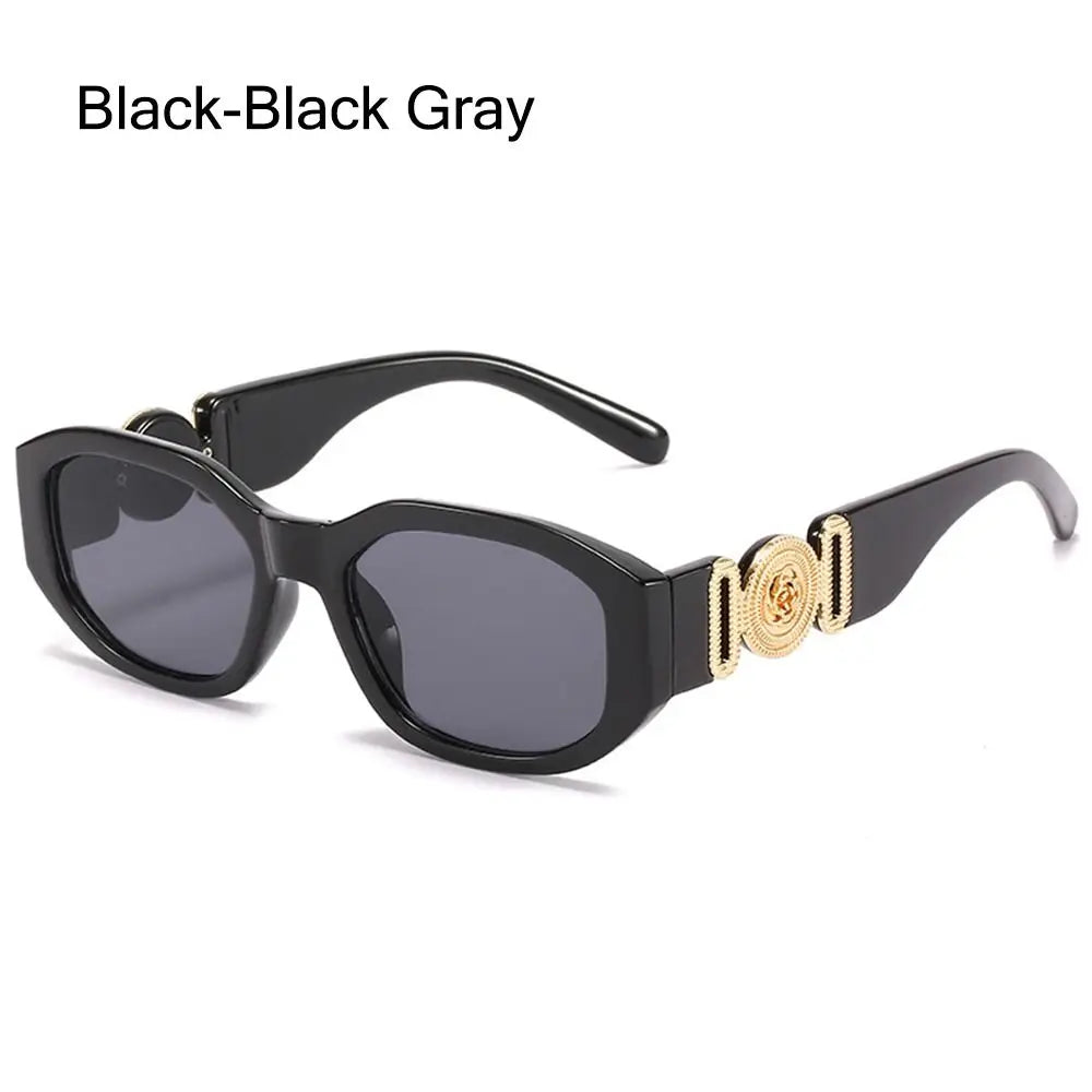 Lunettes de soleil Y2K irrégulières pour femmes et hommes, monture optique, nuances vintage, protection UV, design rose en métal, été