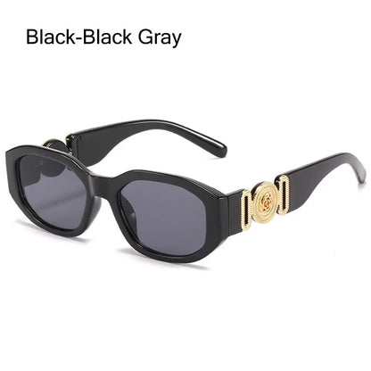 Lunettes de soleil Y2K irrégulières pour femmes et hommes, monture optique, nuances vintage, protection UV, design rose en métal, été