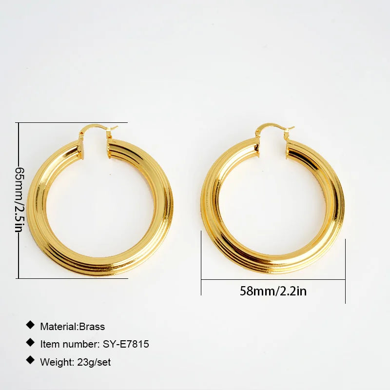Boucles d'oreilles Twist Hoop pour femmes, grand cercle rond, boucle d'oreille face, déclaration de mode, accessoires de bijoux, document en or, Hip Hop