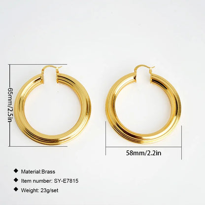 Boucles d'oreilles Twist Hoop pour femmes, grand cercle rond, boucle d'oreille face, déclaration de mode, accessoires de bijoux, document en or, Hip Hop