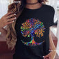 T-shirt imprimé arbre magique d'interconnexion pour femme, gris, vert, jaune, rose, noir, mode fille, été